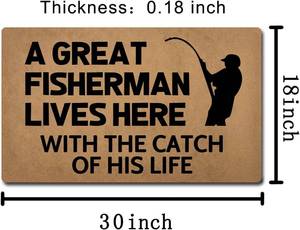 lot 2019 image: Funny Welcome Doormat Front Porch Decor Rugs With Rubber Back 30(L) x 18(W)A Great Fisherman Lives Here With the Catch Of His Life Personalized Doormat For Entrance Front Door Kitchen Rug and Mats