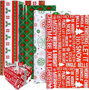 lot 2022 image: Qeeenar 4 Roll Jumbo Christmas Wrapping Paper 27 Inch x 39 Feet with 120 Pcs Christmas Decorative Pull Bows for Gift Wrapping Xmas Holiday Birthday Party Baby