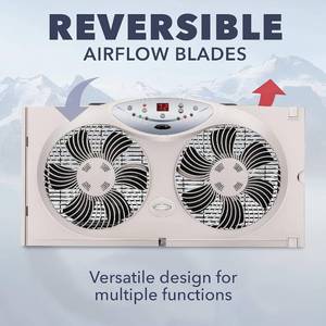 lot 2039 image: Bionaire 8.5 Twin Window Fan with Reversible Airflow, 3 Speeds, Remote Control