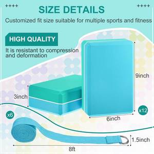 lot 2054 image: Lenwen 18 Pcs Yoga Block and Yoga Strap Set 9 x 6 x 3 Inches Non Slip Soft Eva Foam Yoga Brick 8 ft Metal D Ring Strap Yoga Equipment for Yoga Pilates Fitness Workout Exercise Stretching Meditation