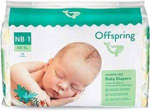 lot 2057 image: Offspring Disposable Diapers - Size Newborn to Size 1 - 140 Diapers