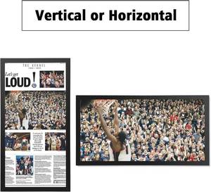lot 5203 image: ONE WALL Tempered Glass 11x22 Inch Newspaper Frame, Black Wood Frame for Wall Vertically or Horizontally Display - Mounting Material Included