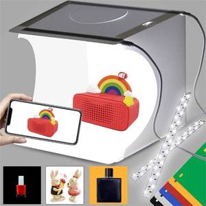 lot 5214 image: DUCLUS Mini Photo Studio Light Box, Portable Folding Photography Light Tent kit with 40pcs LED Light  6 Kinds Color Backgrounds for Small Size Products