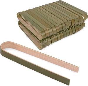 lot 5228 image: Wooden Tongs for Cooking  60 pcs Mini toaster tongs - Mini Bamboo Tongs for the Kitchen  Natural Green Color  Disposable Cooking Utensils