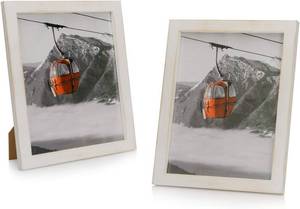 lot 5238 image: OuXean Wooden Picture Frame Set of 2, Display Pictures 8x10, Tabletop Display Wall Mount Solid Wood High Definition Wall Gallery Photo Frames, White
