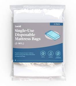 lot 5242 image: Lucid 2-Pack Mattress Moving and Storage Bags - Water and Dirt Resistant 2 mil Polyethylene - Queen, Clear