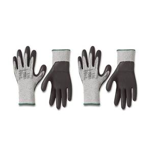 lot 5249 image: 2 Pair Amazon Basics 13 gauge HPPE shell, ECO-latex palm coated Size 9, Large, BlackGrey