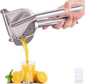 lot 5254 image: Hand Press Heavy Duty Manual Squeeze Juice Extractor Maker for Orange, Lime, Grapefruit - Bonus 50 Pcs Filter Bags