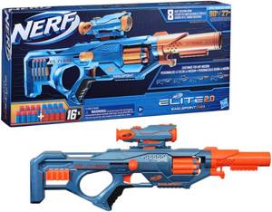 lot 5211 image: Nerf Elite 2.0 Eaglepoint RD-8 Blaster - 8-Dart Drum, Detachable Scope and Barrel, 16 Official Nerf Elite Darts, Bolt Action