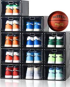 lot 6243 image: RETAIL PRICE $72.99 12-Pack Shoe Storage Box Clear Shoe Organizer with Magnetic Door, Stackable, Suitable for Displaying Sneakers, Easy Assembly, Fits up to US Size 12 (13.4 x 9.8 x 7.1)