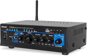 lot 6250 image: Pyle Home Bluetooth Audio Power Amplifier 2X120 Watt - Portable 2 Channel Surround Sound Stereo Receiver w USB - Amplified Subwoofer Speaker, CD DVD, MP3, iPhone, Phone, Theater, PA System -PTAU45.5