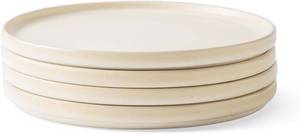 lot 6258 image: Set of 4 AmorArc Stoneware Dinner Plates, 10.25 Inch Reactive Matte Glaze Ceramic Plates Set, Modern Dinnerware Dish set for Kitchen, Microwave, Dishwasher Safe, Scratch Resistant - Ivory