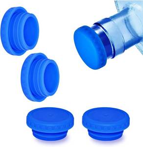 lot 6262 image: 4 Pack Water Jug Caps 5 Gallon Reusable Silicone - Strong Sealing no Spill Top Lid Cover 55mm Bottles
