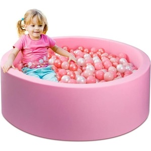 lot 6266 image: Auksay One-Piece Round Soft Memory Foam Ball Pit for Toddlers, Balls NOT Included, Pink