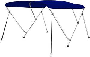 lot 6287 image: Waterproof Boat Bimini Top Cover 79-84 W 4 Bow Bimini Top Canvas Sun Shade Boat Canopy -1 Double Wall Aluminum Frame Tubes, 2 Rear Support Poles, Storage Boot SLBT484B.5 (Blue)