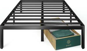 lot 11446 image: ZINUS Van 16 Inch Metal Platform Bed Frame  Steel Slat Support  No Box Spring Needed  Easy Assembly, King