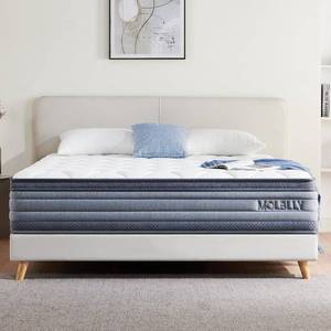 lot 11447 image: RETAIL PRICE $469.99 Molblly King Mattress, 12 Inch Cooling-Gel Memory Foam and Individually Pocket Innerspring Hybrid Mattress, King Firm