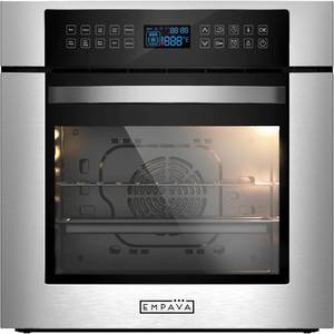 lot 11451 image: RETAIL PRICE $579.99 Empava 24 10 Cooking Functions W Rotisserie Electric LED Digital Display Touch Control Built-in Convection Single Wall Oven EMPV-24WOC02