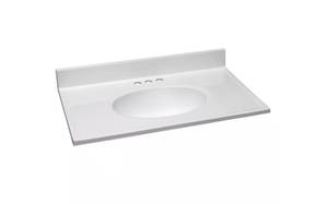 lot 11458 image: Design House 31 in. W x 19 in. D Cultured Marble Vanity Top in Solid White with Solid White Basin with 4 in. Faucet Spread