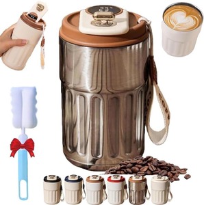 lot 330 image: Led Temperature Display Coffee Mug Stainless Steel Thermos,Vacuum Insulated Tumbler With Temperature Display,Camping Mug With Leak-Proof Lid,Portable Cups For Keep HotIce (Silver)