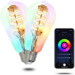 lot 331 image: MOES Smart ST64 Edison LED Light Bulbs, Color Changing WiFi ST21 Smart Bulbs, 2700K-6500K CW& RGB Dimmable, Smart Life Remote Control, Work with AlexaGoogle Home, 470lm 5W (40W Equivalent) 2 Pack