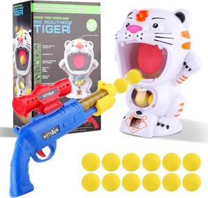 lot 335 image: FiGoal Hungry Feeding Game (Tiger) Toy Guns for BoysGirls, Shooting Games with Electronic Target, Party Cool Toys with LCD Score Record, Sound, 12 Soft Foam Balls, for Kids Age 3-10