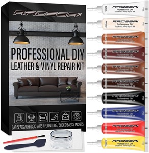 lot 350 image: Leather Repair Kit for Furniture, Sofa, Jacket, Car Seats and Purse. Vinyl Repair Kit. Super Easy Instructions to Match Any Color, Restore Any Material, Bonded, Italian, Pleather, Genuine