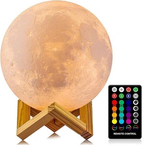lot 356 image: LOGROTATE Moon Lamp, 16 Colors LED Night Light for Kids 3D Printing Moon Light with Stand& RemoteTouch Control & Timing, Moon Light Lamp for Kid Friend Birthday Gifts, Room Decor (Diameter 4.8 INCH)