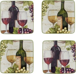lot 371 image: Certified International Meadow Brook 6 CanapeLuncheonAppetiser Plates, Assorted Designs, Multicolor, Large, Set of 4