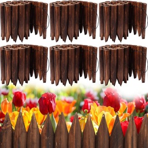 lot 375 image: RETAIL $72.00 Sasylvia 6 Pack Wooden Garden Edging Wood Garden Fence Panels Pathway 7.9 x 42 Inch Outdoor Landscape Edging Wood Edging Border Flexible Decorative Border Burnt Fence for Spring Garden Patio Yard