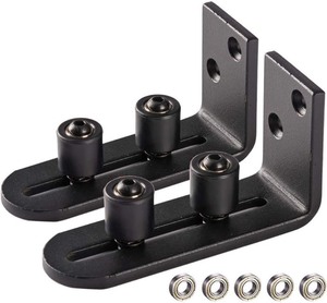 lot 380 image: Ball Bearings DesignNew Upgraded 4 Pcs Barn Guide for Doors  Stay Roller Sliding Adjustable by SMARTSMITH  Unique Guide Flush with Floor  Durable Steel Frame (Black)