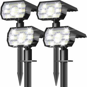 lot 332 image: Solar Lights Outdoor Waterproof IP68, 56 LED 3 Lighting Modes Solar Powered Garden Yard Spot Solar Lights for Outside Landscape- 4 Pack (Cool White)
