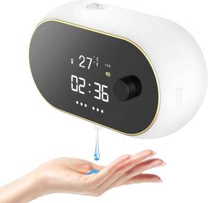 lot 345 image: Automatic Soap Dispenser Liquid Bathroom Wall Mount Rechargeable Touchless Adjustable Auto Smart Electric Plastic Black Soap Dispenser with Clock - Kitchen - Hand Dish Lotion Couple Kids