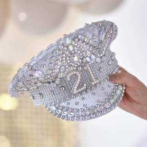 lot 347 image: Bling Rhinestone Embellished 21st Birthday Hat