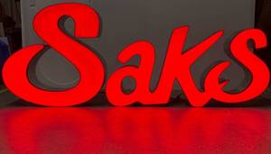 lot 200 image: Large 87 x 34 x 7 Saks 2 Piece Backlit Commercial Sign