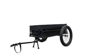 lot 223 image: RETAIL PRICE $349.99 Bakcou - Folding Cargo eBike Trailer with 20 x 3 Fat Tires, Canvas Liner, Hitch, Axle Extenders & Kickstand - 150-200 lbs Capacity