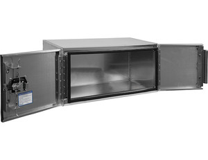 lot 230 image: RETAIL PRICE $819.00 Buyers Products 1705315 - 18x18x60 Inch Smooth Aluminum Underbody Truck Tool Box - Double Barn Door, 3-Point Compression Latch