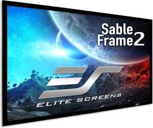 lot 233 image: RETAIL PRICE $1,254.00 Elite Screens Sable Frame 2, 200-Inch Fixed Frame Projector Screen, 169 8K4K Ultra HD & Active 3D Ready, ISF-Certified Material, Ideal for Home Theater, Office, and Indoor Presentations, ER200WH2