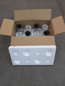 lot 238 image: Case of 8 Large Clear Ribbed Glass Storage Cookie Container Jars with Lids, Smoke SmoothClear Ribbed (Approx. 12 x 6 inch)