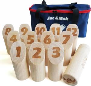 lot 6679 image: Number Kubb Stick Throwing Game Wooden Skittles Tossing Game (Comes with Carry Bag)