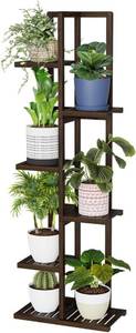 lot 6680 image: Tall Plant Stand, Bamboo Plant Stand Indoor & Outdoor 6 Tier 7 Potted Plant Shelf Rack for Multiple Plants & Flower Pot, Corner Planter Stand Holder Display for Living Room Office Balcony Garden