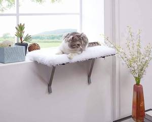 lot 6681 image: Cat Window Perch-Mounted Shelf Bed for cat-Funny Sleep DIY Kitty Sill Window Perch- Washable Foam Cat Seat