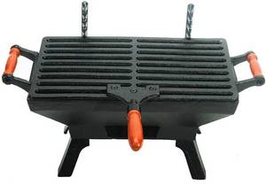 lot 6687 image: $95.99 RETAIL PRICE Sungmor Heavy Duty Cast Iron BBQ Grill - Indoor Outdoor Tabletop Small Charcoal Grill Stove - 31.5 x 19CM, Rectangle - Ideal Smoker Grill for Barbecues, Camping, And Picnics