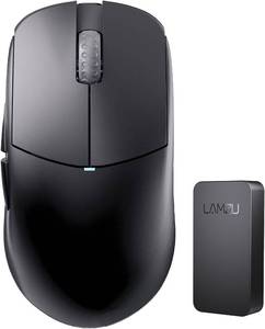 lot 6697 image: $101.99 RETAIL PRICE Lamzu Atlantis Mini 4K Wireless Gaming Mouse, Ultra Lightweight 51g, 26000 DPI, Symmetrical, Mechanical Switch, Silver TTC Encoder, PAW3395 Sensor, MCU Nordic 52840-4k Dongle Included