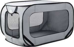 lot 6701 image: Loves cabin 36in Portable Large Dog Bed - Pop Up Dog Kennel, Indoor Outdoor Crate for Pets, Portable Car Seat Kennel, Cat Bed Collection, Grey