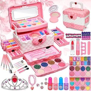 lot 6706 image: Makeup Kit for Girls - 63 Pcs Washable Makeup Toy for Girls, Little Girls Kids Princess Christmas Birthday Gifts Toys for Girls