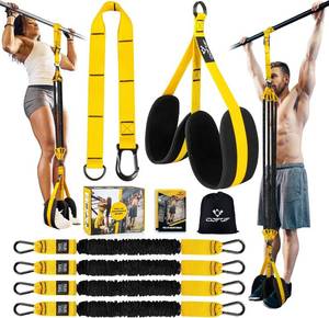 lot 6711 image: Heavy-Duty Pull Up Resistance Bands with Adjustable Resistance & Height, Dual Stable Foot Support Pedals, Assist Beginners in Pull Up Workout