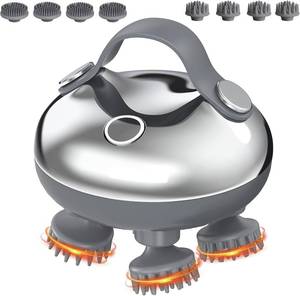 lot 6714 image: ORIA Electric Scalp Massager, Electric Head Massager with Kneading, Waterproof Neck Massager, Handheld Hair Massager with 8 Removable Heads, 3 Modes, Type-C Port for Hair Growth, Relaxation