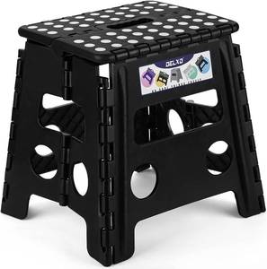 lot 6715 image: Delxo Folding Step Stool, 13 inch Non-Slip Foldable Stools for Kids & Adults Up to 300 LBS, Step Stool with Handle, Lightweight for Kitchen, Bathroom, Bedroom, Garden, Black, 1PC