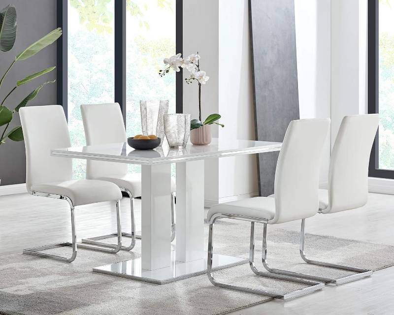 ARMEN LIVING Amanda Side Upholster Chrome White Finish